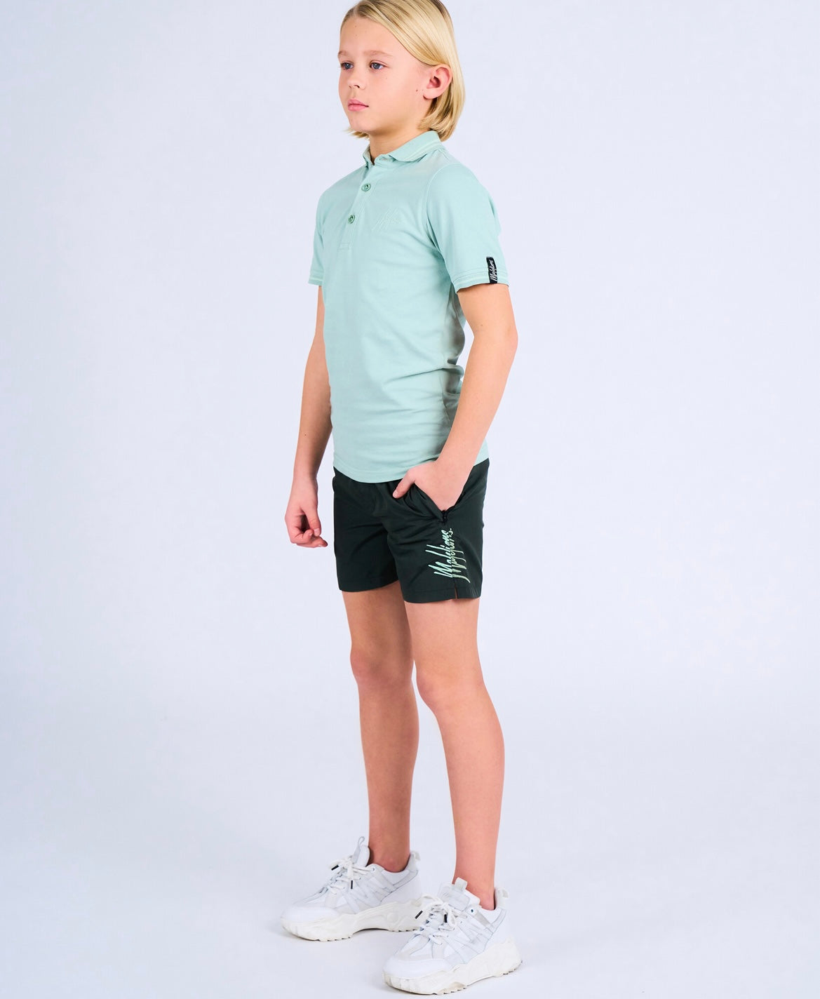 Malelions junior split swim shorts - dark green/mint