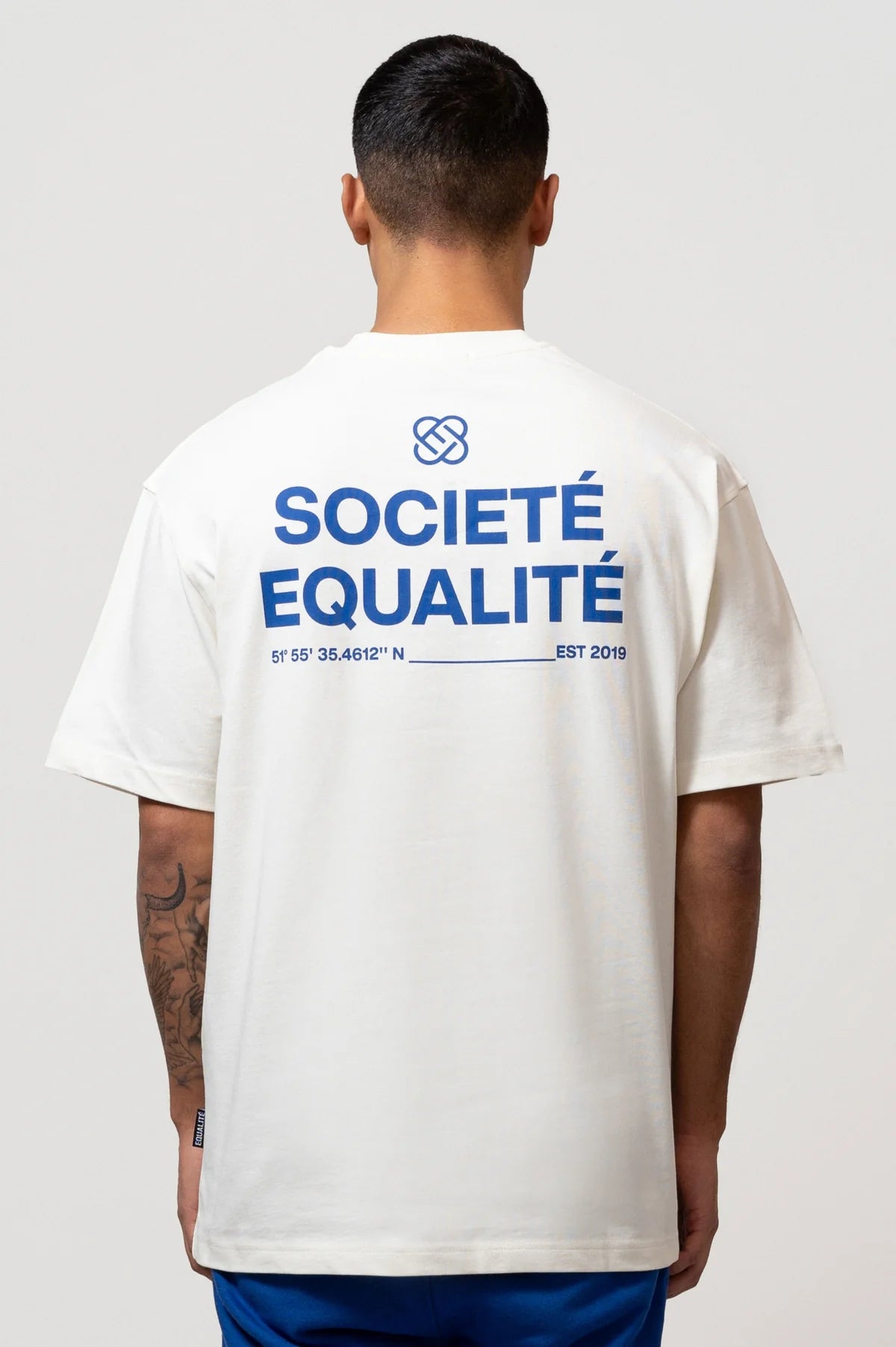 Equalite societé oversized tee - off white/blue