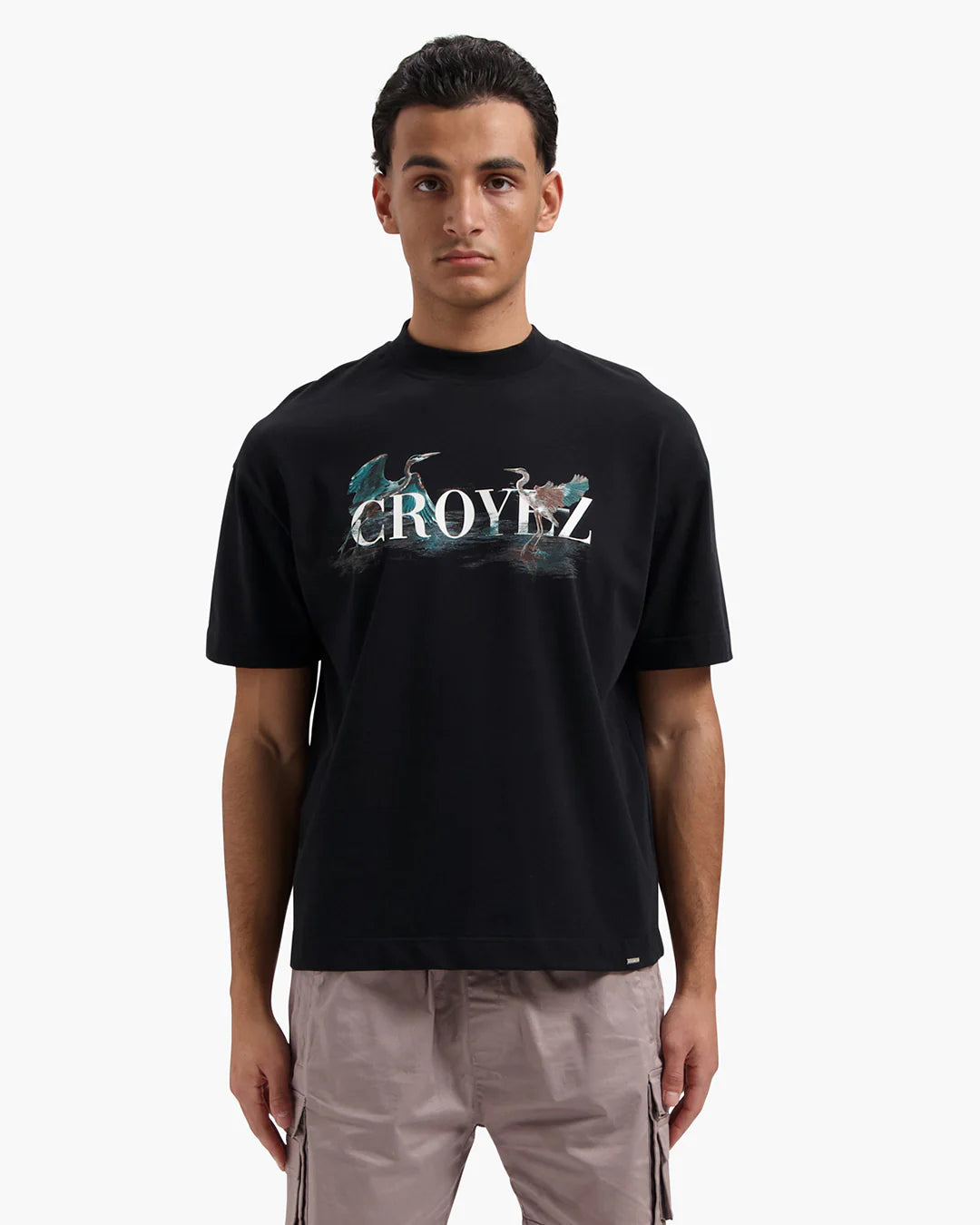 Croyez blue heron t-shirt - black