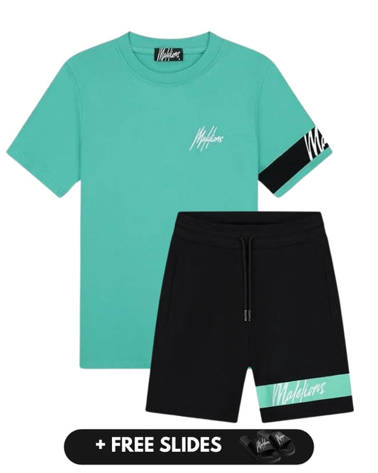 malelions men captain set shorts - turquoise/black