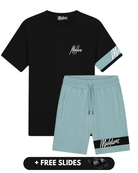 malelions men captain set shorts - light blue/black