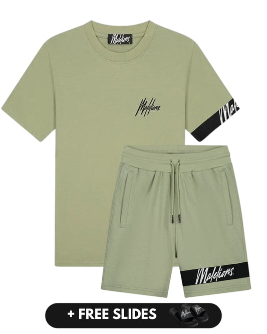 malelions men captain set shorts - sage green/black