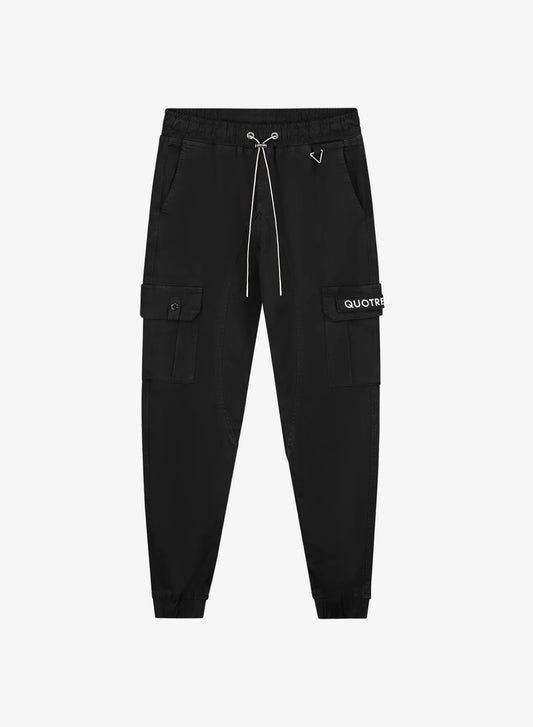 Quotrell brockton cargo pants - black/white