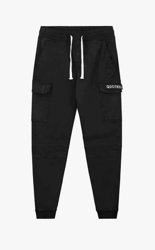 Quotrell casablanca cargo pants - black/white