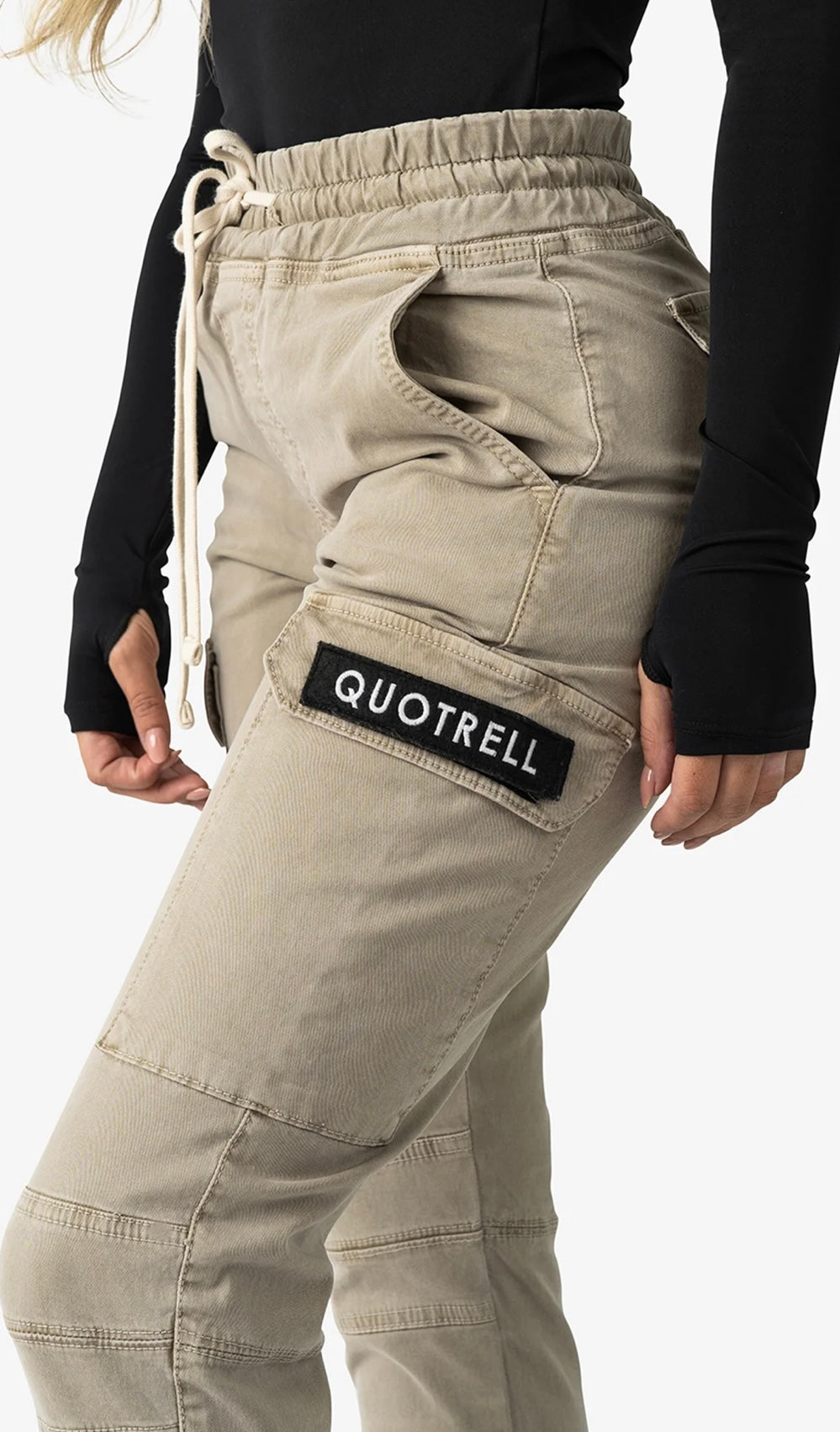 Quotrell casablanca cargo pants - sand/black